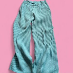 Woman's Ribbed Knit Pants in Teal